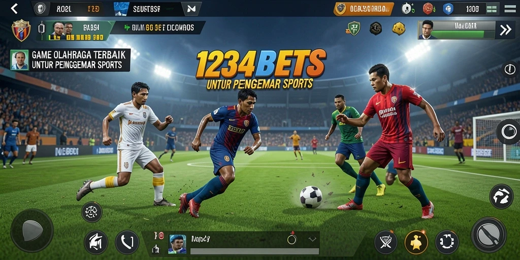 Screenshot utama 1234BETS menampilkan antarmuka game olahraga yang dinamis.