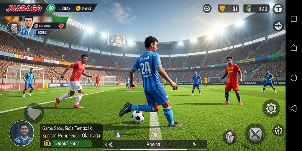 Screenshot JUARAGO menampilkan momen seru dalam pertandingan sepak bola.