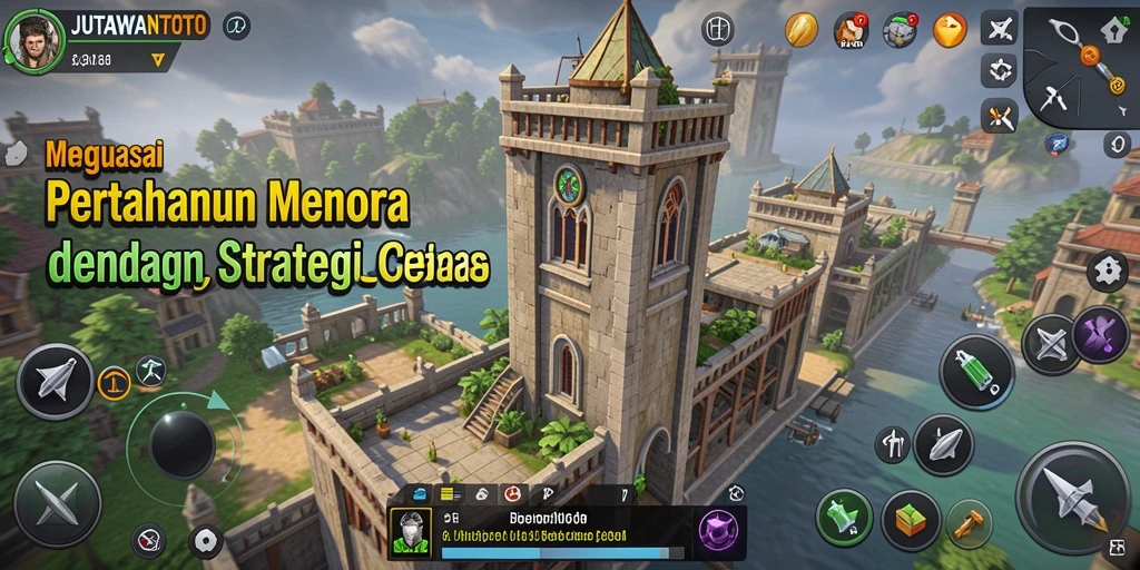 Tampilan gameplay seru dengan menara yang bertugas melindungi markas.