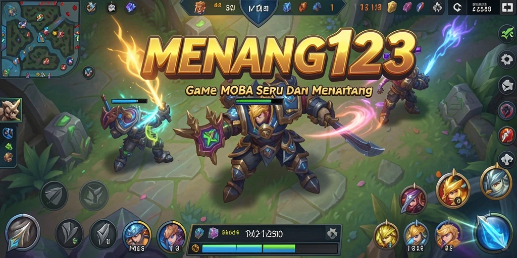 Screenshot MENANG123 menampilkan aksi gameplay MOBA yang seru.