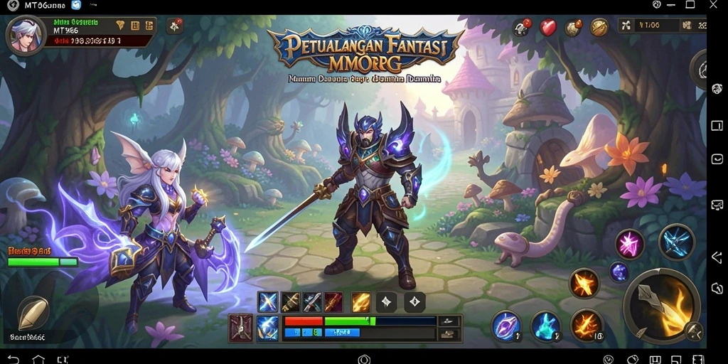 Screenshot MT966 menampilkan pertarungan epik dalam dunia MMORPG.
